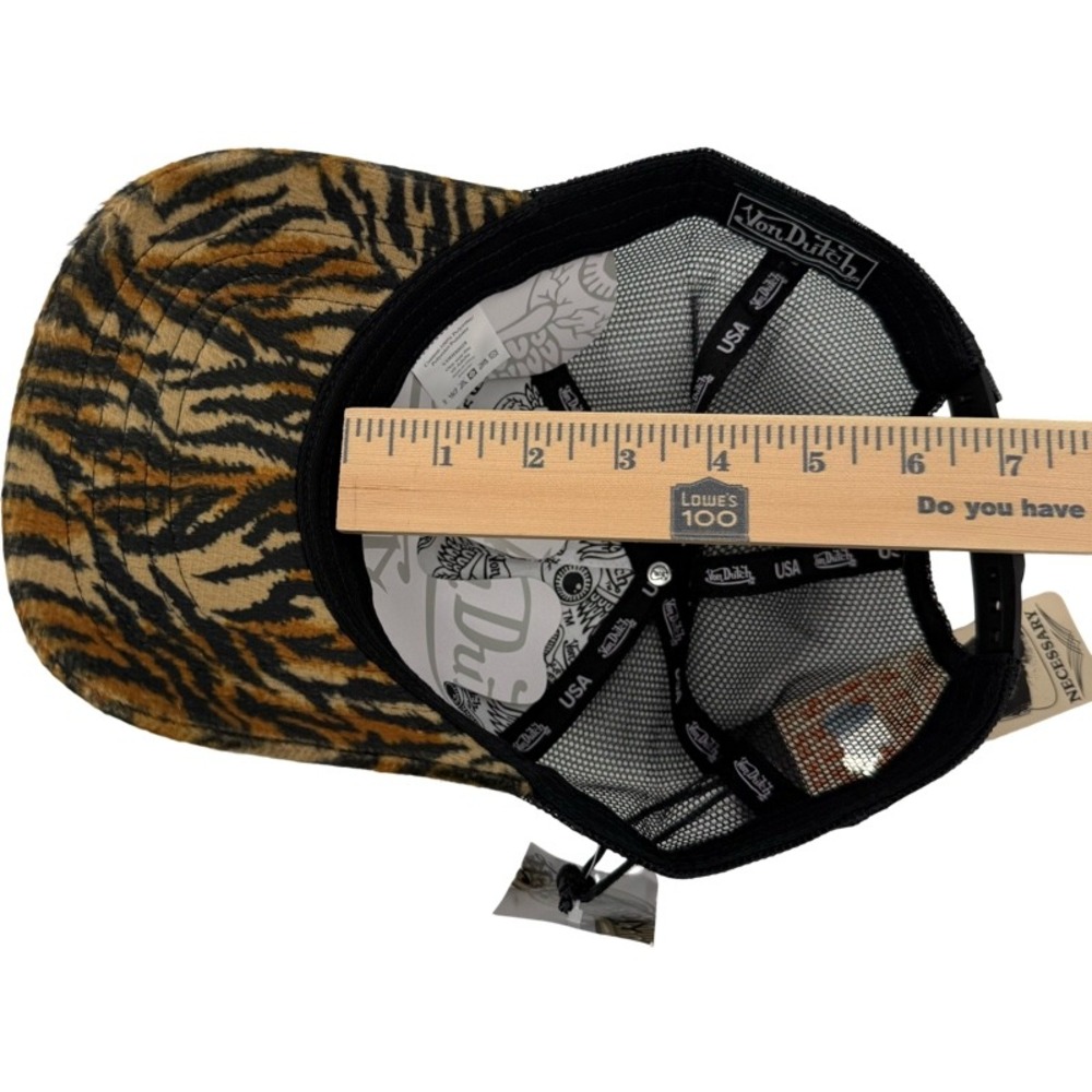 VON DUTCH NEW One Size Trucker Hat Brown Tiger Print Faux Fur Y2K VDHH0028 - Picture 11 of 13